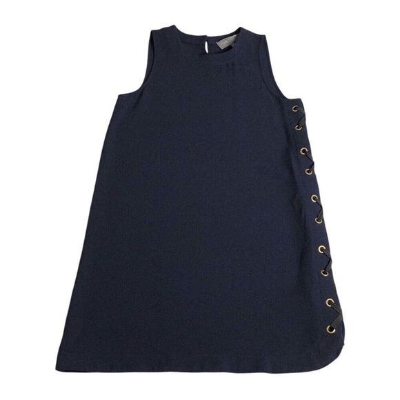 Anthropologie Sunday In Brooklyn Dress Womens Medium Navy Blue Crepe Corset Side - Picture 1 of 14